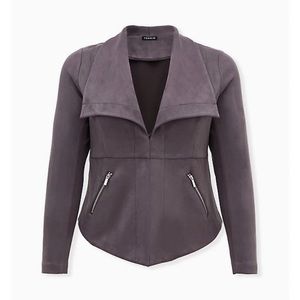 Dark Grey Faux Suede Jacket